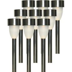 9x Buitenlamp/tuinlamp Nova 26 cm RVS op steker - Prikspotjes