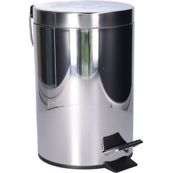 CM Pedaalemmer Shine - zilver - 3L - metaal - toilet/badkamer - Pedaalemmers
