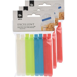 Gekleurde keuken afsluitclips/vershoudclips - 24x stuks - 10 cm - Vershoudknijpers