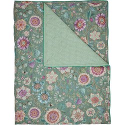 Pip Studio Viva Las Flores Bedsprei Green-2-persoons (220x260 cm)