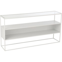 J-line - Console Vierkant Metaal/glas Wit - 140x30x72cm