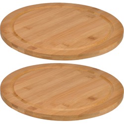 Set van 2x stuks bamboe broodplank/serveerplank/snijplank rond 25 cm - Serveerplanken