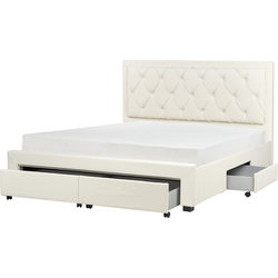 LIEVIN - Bed met opbergruimte - Crème - 180 x 200 cm - Fluweel