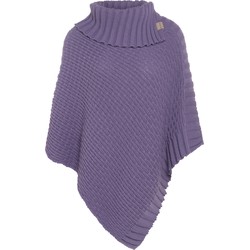 Knit Factory Nicky Gebreide Dames Poncho - Violet - One Size - Met opstaande kraag