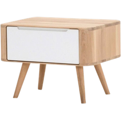 Ena nightstand 55 houten nachtkastje whitewash - 1 lade