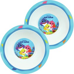 2x stuks kunststof ontbijtbordje diep Baby Shark 16 cm - Kinderservies