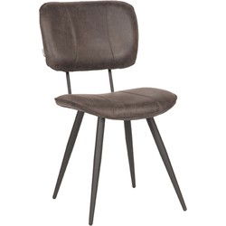 LABEL51 Eetkamerstoel Fos - Antraciet - Leder - Black Frame