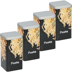 4x Metalen pasta/macaroni voorraadbussen 18,5 cm - Voorraadblikken