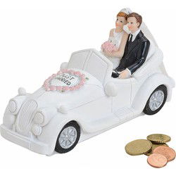 Spaarpot trouwauto van poly, B16 x D7 x H9 cm