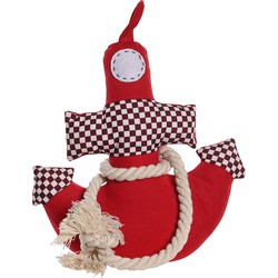 Items Deurstopper Anker vorm - 1 kilo gewicht - met oppak koord - rood/wit - 26 x 28 cm - Deurstoppers