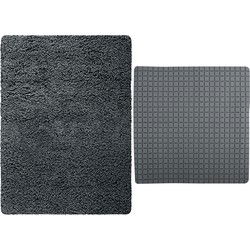 MSV Douche anti-slip mat en droogloop mat - Venice badkamer set - rubber/microvezel - donkergrijs - Badmatjes