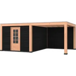 Douglas overkapping, 600 x 400 cm, met schuur en achterwand, Westwood Robuust