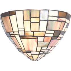 LumiLamp Wandlamp Tiffany  30x16x18 cm  Bruin Beige Glas Driehoek Muurlamp