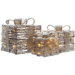 LED kadodoos 3 sneeuw op batterij warm wit
