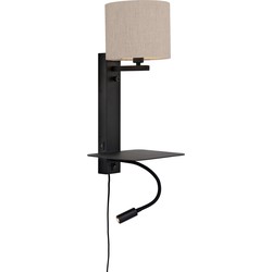 Wandlamp Florence - Naturel/Zwart - 24x22x52cm