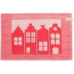 Knit Factory Gebreide Placemat - Onderlegger House - Ecru/Rood - 50x30 cm