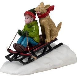 Doggone Downhill Sledding 4x10x13 cm Kersthuisje