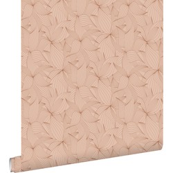 ESTAhome behang getekende bladeren licht terracotta - 50 x 900 cm - 139496