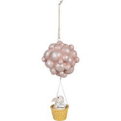 Clayre & Eef Decoratie Hanger Luchtballon Beige Roze Polyresin