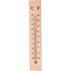 Thermometer - voor binnen en buiten - hout - 40 x 7 cm - Celsius/Fahrenheit - Buitenthermometers