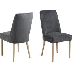 Eetkamerstoel - Antraciet - Stof - Zithoogte 49cm - Norvik - Set van 2