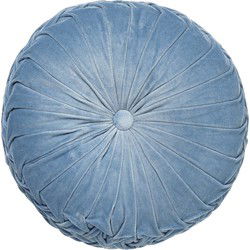 Dutch Decor KAJA - Sierkussen rond velvet Ø40 cm - Provincial Blue - lichtblauw - Dutch Decor