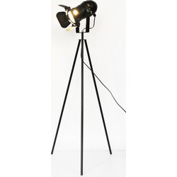Groenovatie Brest Industriele Tripod Vloerlamp, Metaal, 53x140cm, Zwart