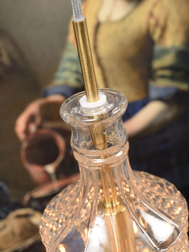 Hanglamp glas Brussels transparant/goud, rechtvormig - 
