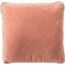 Dutch Decor MANOE - Kussenhoes 45x45 cm - effen kleur - met rand van jute - Muted Clay - roze - Dutch Decor