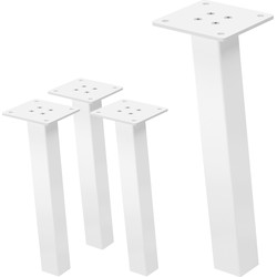Set van 4 tafelpoten schuin H30 cm wit glanzend gemaakt van gepoedercoat staal hoekprofiel 4x4 cm I-vorm 96° helling ML design