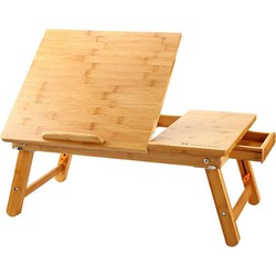 Decopatent® Laptoptafel verstelbaar voor op schoot - Bamboe Bed of Bank tafeltje - In Hoogte verstelbaar & Inklapbaar - Bedtafel