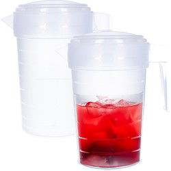 PlasticForte Waterkan met deksel - 2x - 2L - transparant - kunststof - Schenkkannen