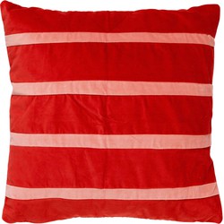 Dutch Decor PEMM - Kussenhoes elvet 45x45 cm - rood - aurora red - roze streepjes - color blocking - Dutch Decor