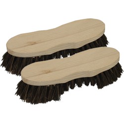 Set van 2x stuks schrobborstels van hout met baard s-vorm bruin - Schrobborstels