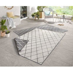 Binnen & Buiten Omkeerbaar vloerkleed - Malaga Grijs/Crème - 80 X 350 CM