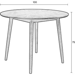 Housecraft Living Fabio Eettafel Rond Hout 100 cm Naturel