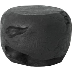 MUST Living Coffee table Ball Black,±30xØ40 cm, black recycled teakwood with natural cracks