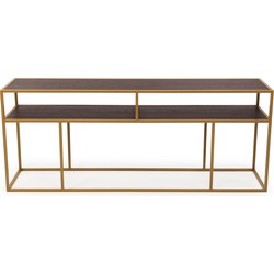 Stalux Side-table 'Teun' 200cm, kleur goud / bruin hout