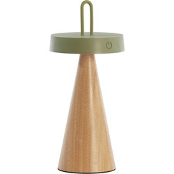 Light&living Tafellamp LED Ø13x28,5 cm ANKENTA olijf groen+hout naturel