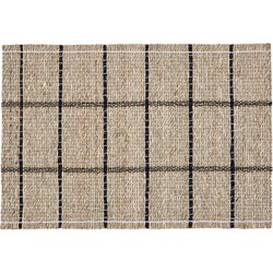 Kave Home - Set van 2 Uya-placemats van natuurvezel met natuurlijke afwerking en zwart 33,5 x 49 cm