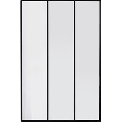 4goodz Rechthoek Spiegel Raam Drieluik Metaal 75x115x2 cm - Zwart
