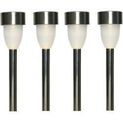 Tuinlamp LED solar - 15x - warm wit - RVS/kunststof - 26 cm - type Nova - Prikspotjes