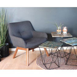 Loungestoel Stof Donkergrijs/Bruin - Zithoogte 40cm