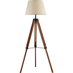 QUVIO Vloerlamp driepoot hout met beige kap - QUV5041L-WOOD