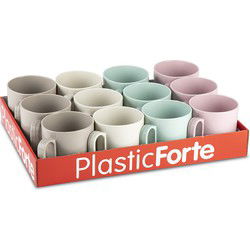 PlasticForte Drinkbekers - 12x - gekleurd - mokken - kunststof - 320ml - Drinkbekers