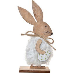 Clayre & Eef Decoratie Beeld Konijn 15 cm Bruin Roze Hout