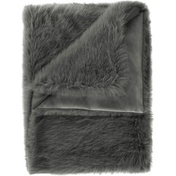 Heckett & Lane Fake Fur Plaid Perle - classic grey 140x200cm