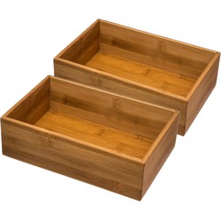Set van 4x stuks bamboe ladekast/keukenspullen/kantoor vakjes/sorteerbakjes 23 x 15 x 7 cm - Bestekbakken