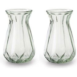 2x Stuks Bloemenvazen - helder/transparant glas - H15 x D10 cm - Vazen