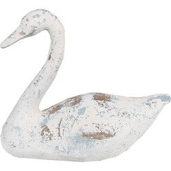 Clayre & Eef Decoratie Beeld Zwaan Wit Bruin Polyresin